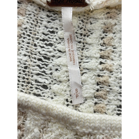 Free People White Knit Tunic Fringe Sleeve Women's S Top Flutter Angel - Picture 5 of 7